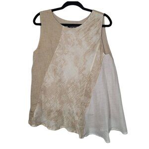 Pas De Calais Linen silk blend Asymmetrical hem sleeveless Blouse FR 36 US S